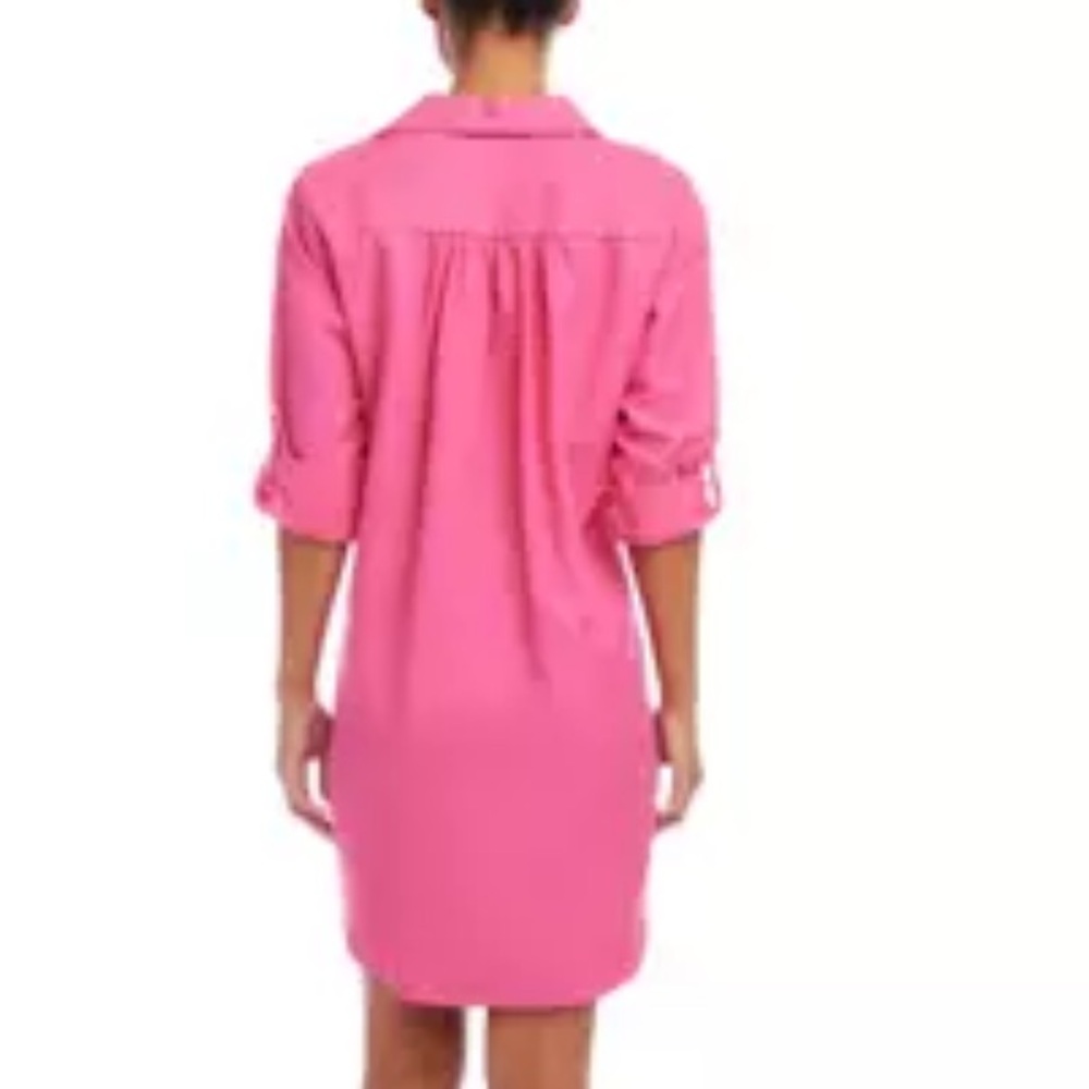 New Karen Kane Bright Pink Shirt Dress - Picture 4 of 12